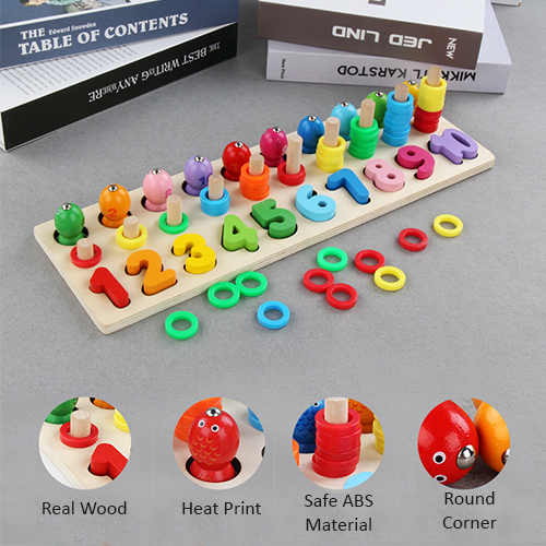Buy Fishing Number Educational Wooden Building Blocks eRomman
