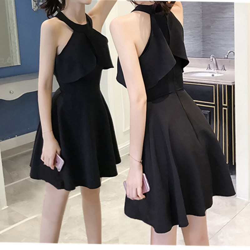 korean black dress style
