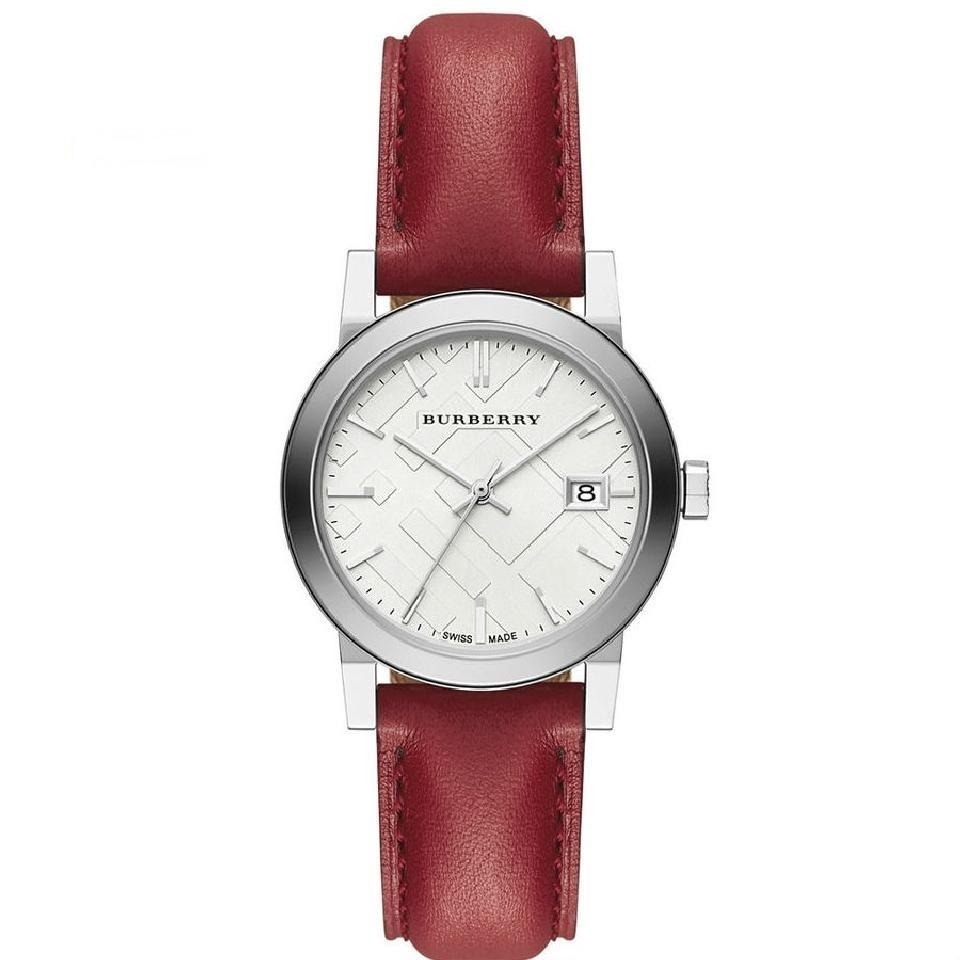 Buy Burberry Womens The City Leather Watch BU9129 Red White Dial