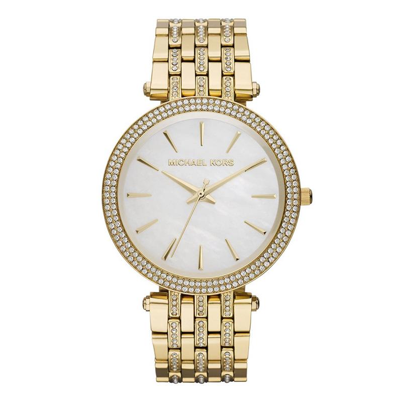 Pearl Dial Watch MK3219 (Gold Pleated 