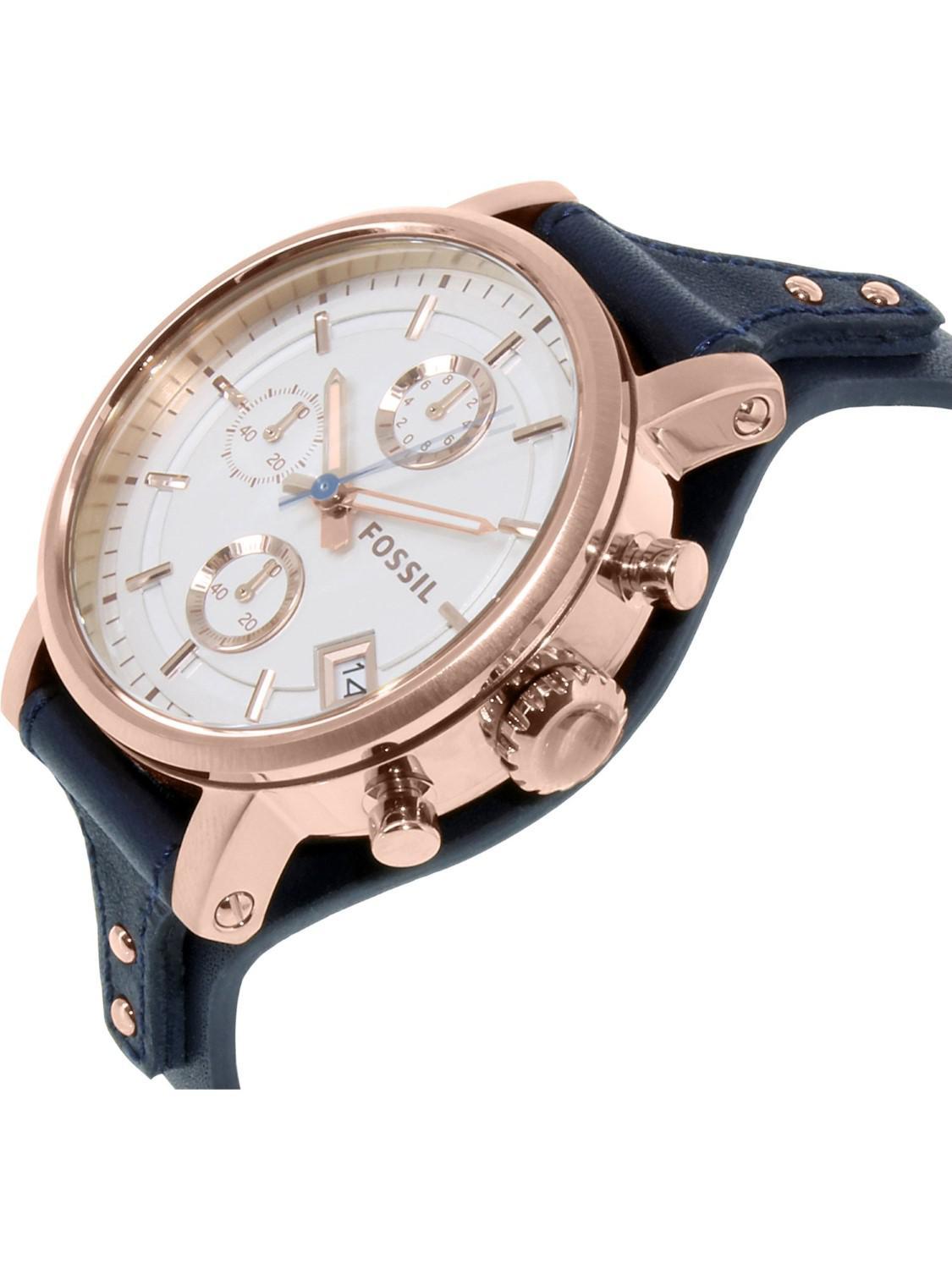 Fossil Ladies Chronograph Leather Watch 