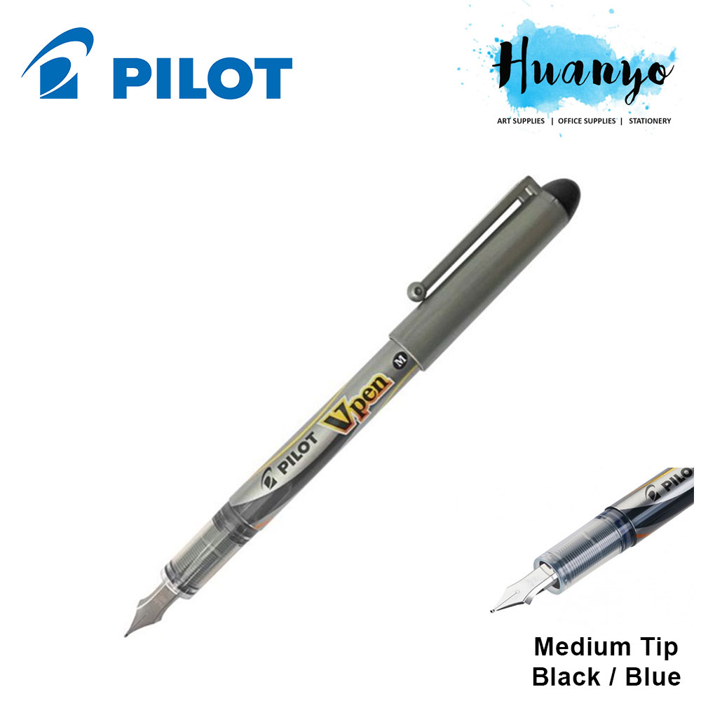 PILOT Vpen SVP-4M medium fountain pen 10 Pens Pack Black Ink 