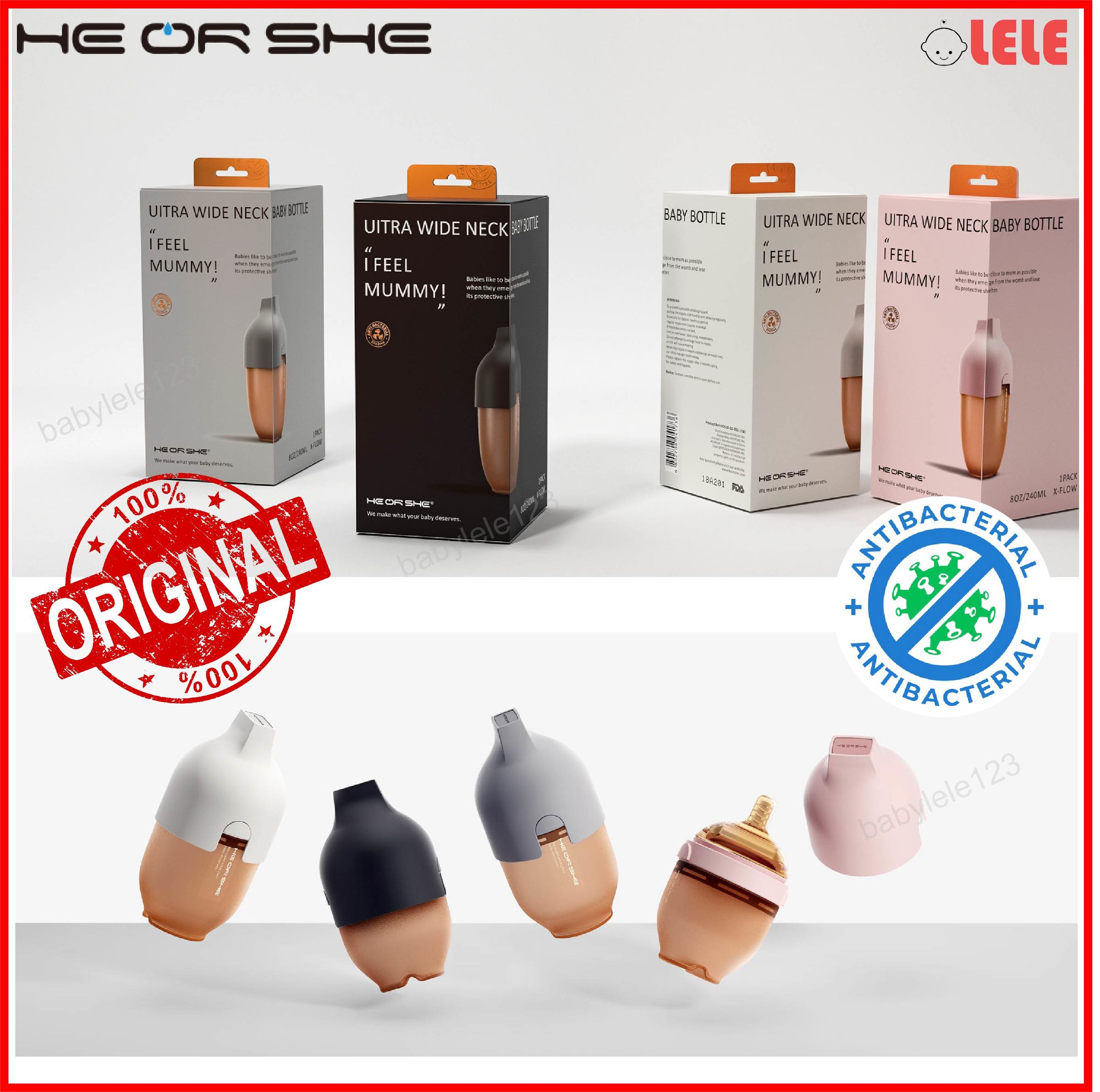 Buy Babylele He Or She Ultra Wide Neck Baby Bottle 5oz 8oz Eromman