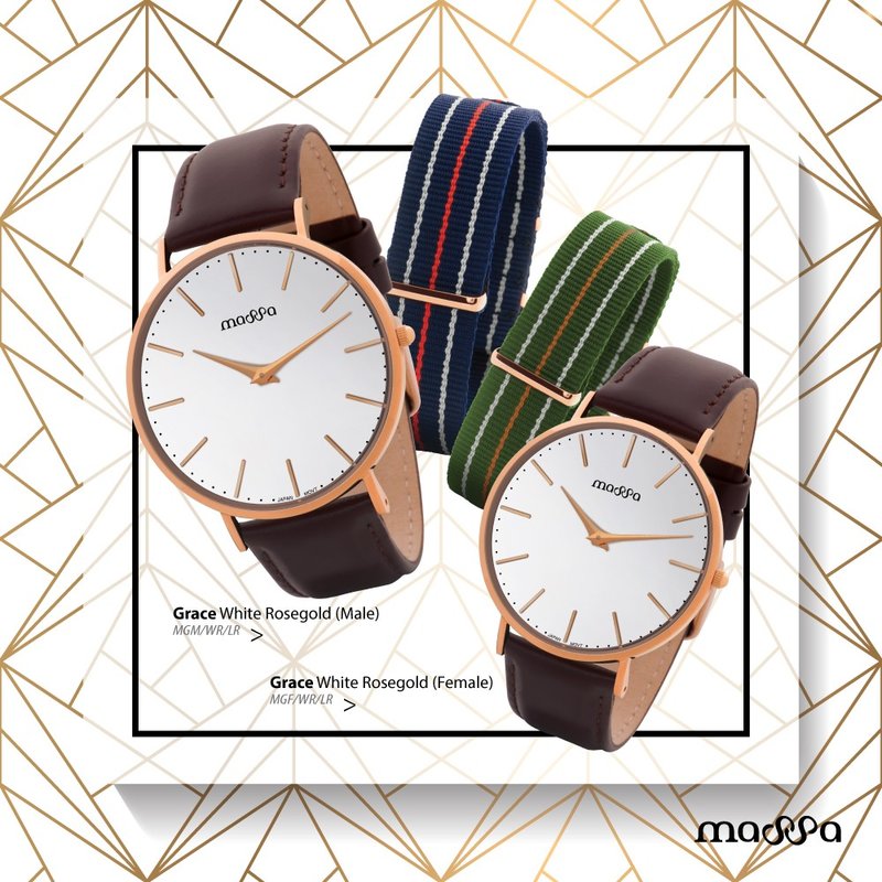 Buy Couples Massa Japan Quartz Movement Leather Watch eRomman