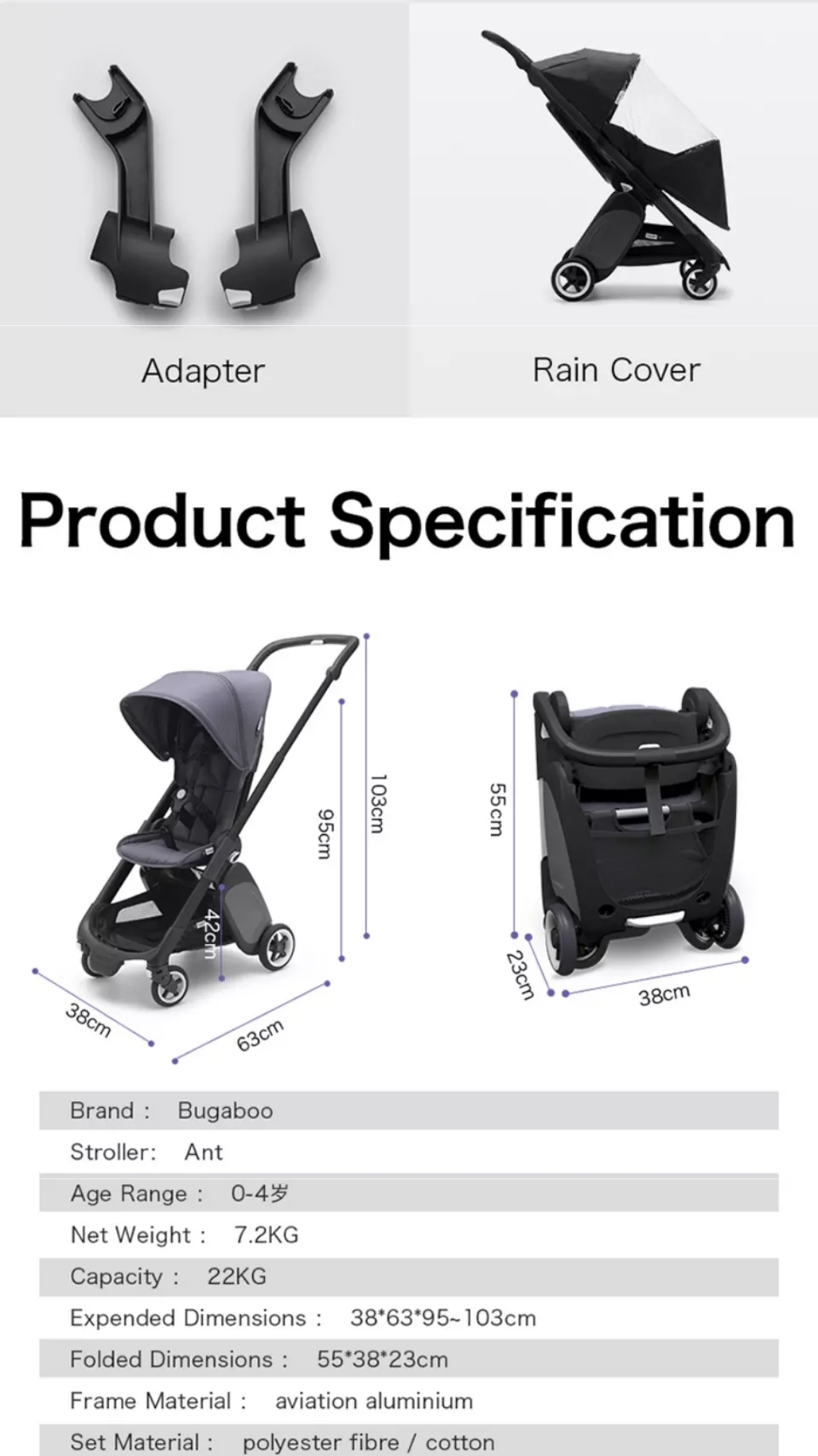 bugaboo ant dimensions
