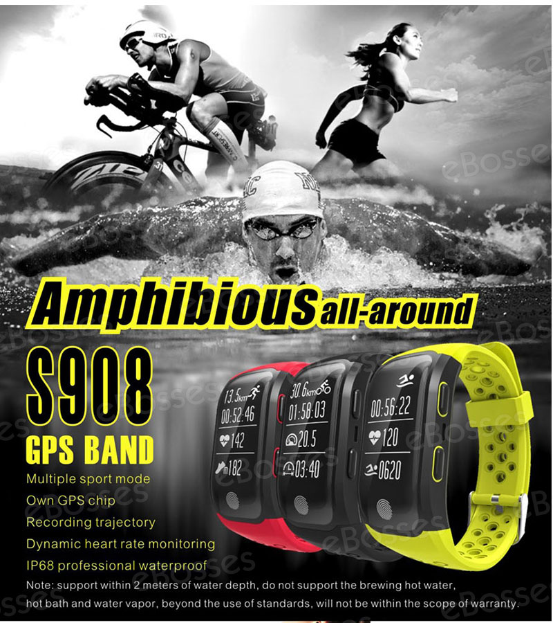 Buy Ebosses S908 GPS Bluetooth Band Multiple Movement Patterns Heart Rate  Swimming Sport Smart Bracelet | eRomman