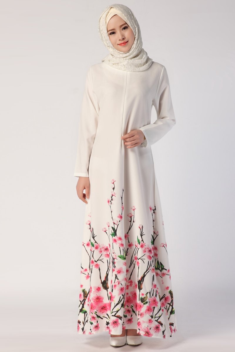Buy White Floral Long Sleeve Maxi Dress ...