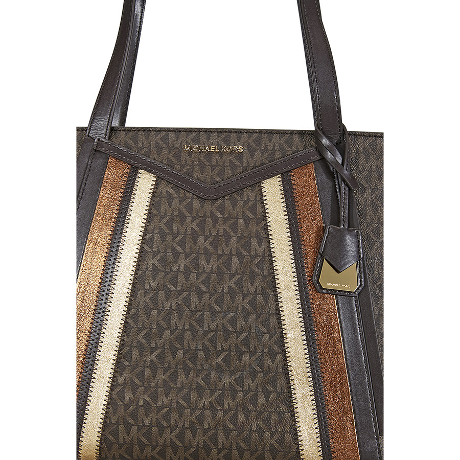 Buy Michael Kors Whitney Signature Metallic Tote 30f8mn1t1b 731 Brown Gold Eromman
