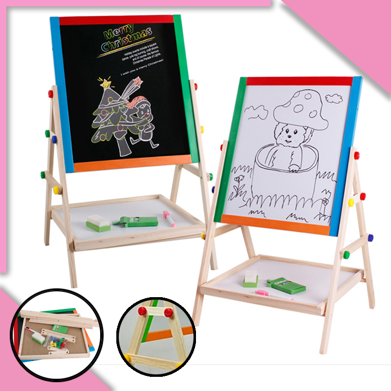 Buy Gdeal Learning Kids Adjustable Double Sided Wooden Standing Drawing