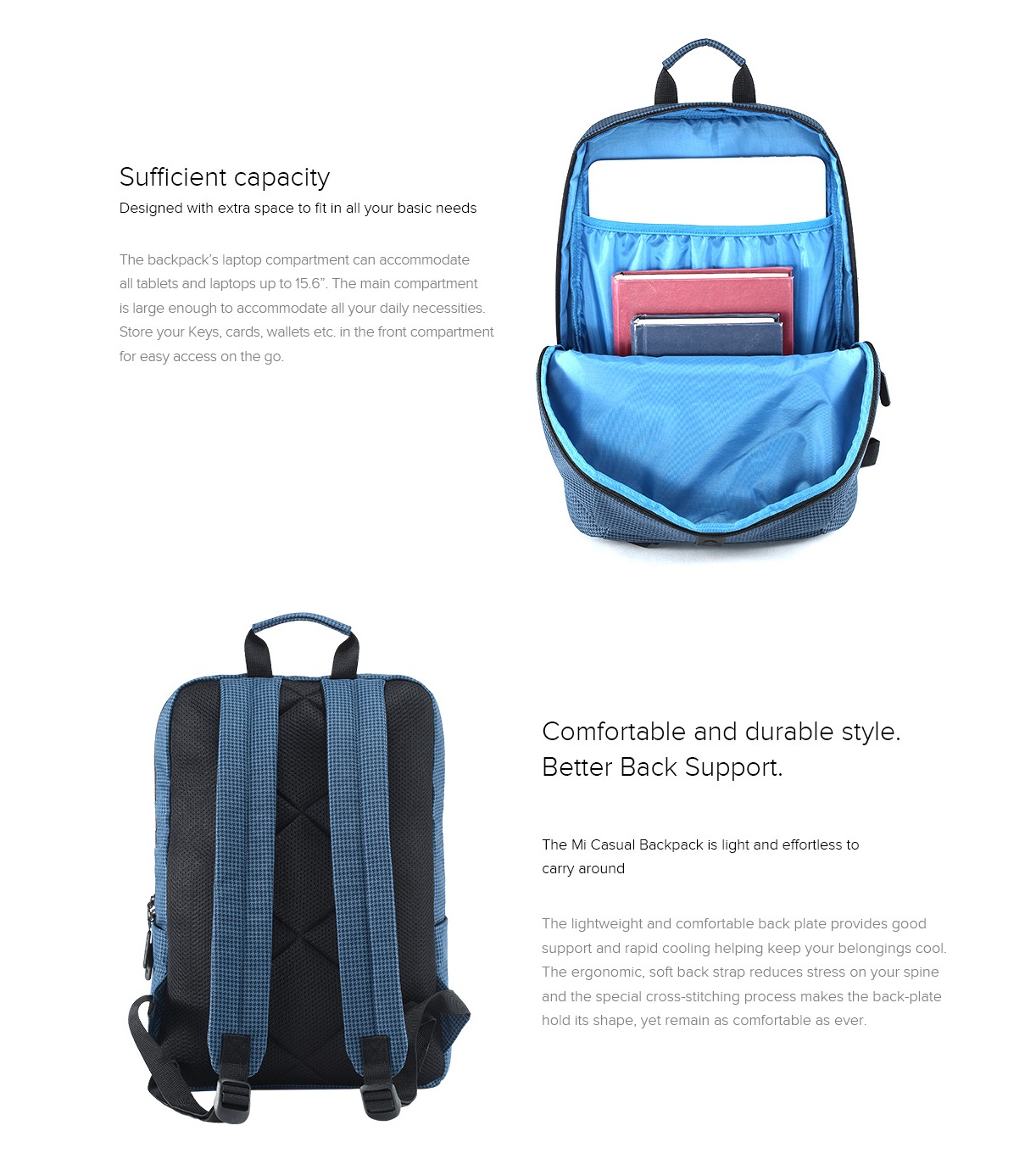 mi casual backpack blue
