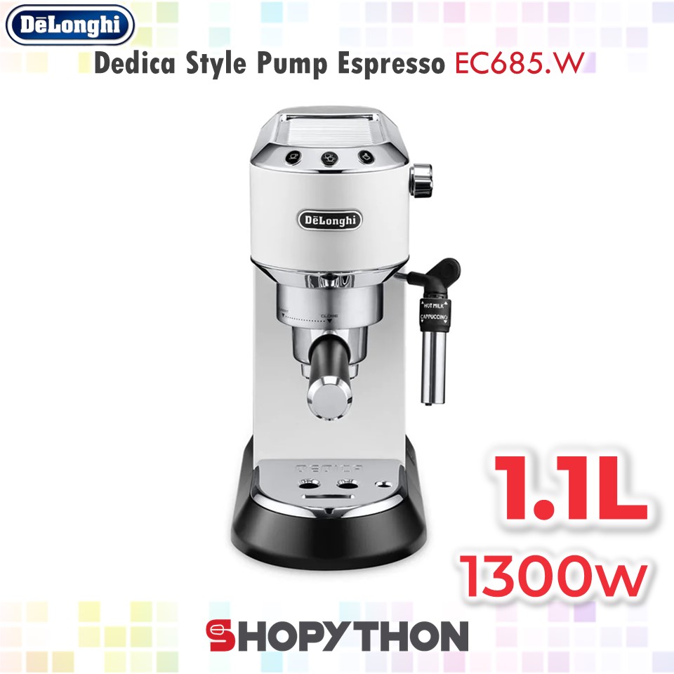 Buy DELONGHI Dedica Style Pump Espresso EC685.W 1300W | eRomman