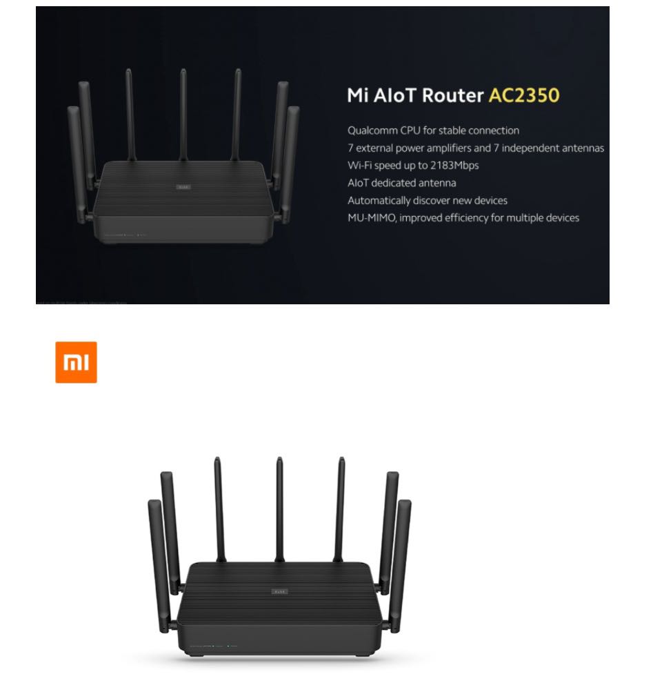 XIAOMI Mi AIoT Router Modem AC2350 Gigabit 2183Mbps (Black)