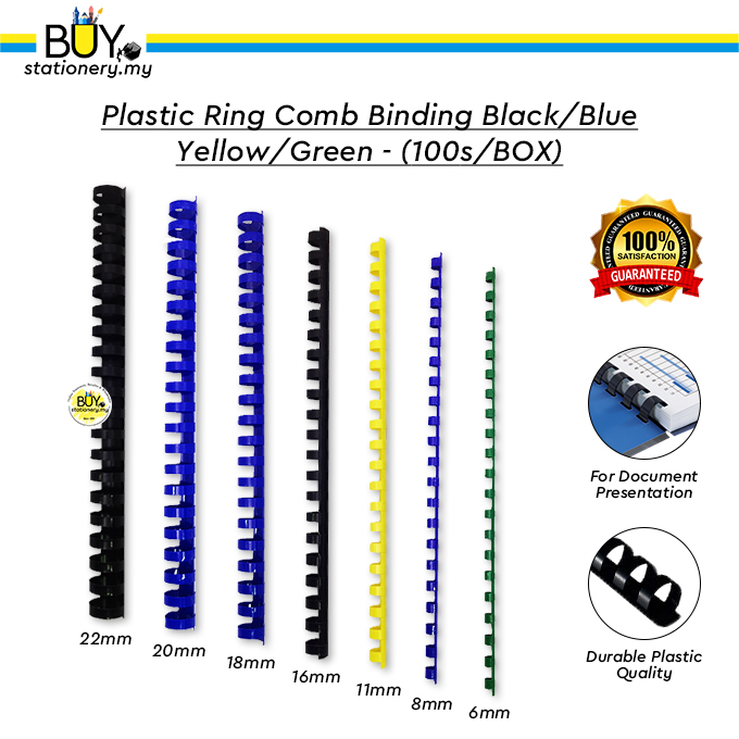 Buy Buystationery Plastic Ring Comb Binding Black/Blue/Yellow/Green