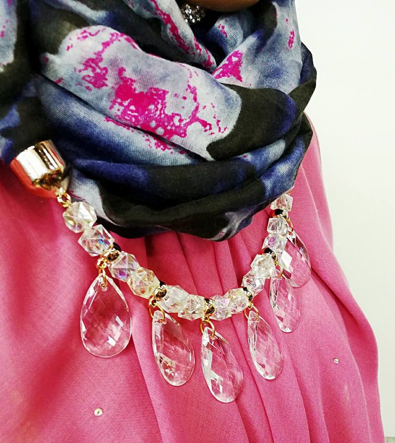 Buy BABY MART Muslimah Long Scarf Hijab (TR005) + Jewelry Pendant Necklace (Blue/Gray) eRomman