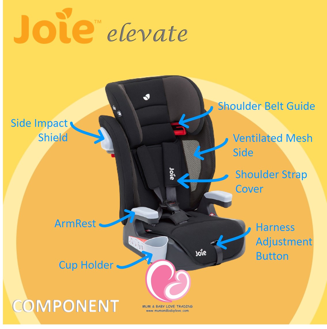 Joie elevate booster car seat top