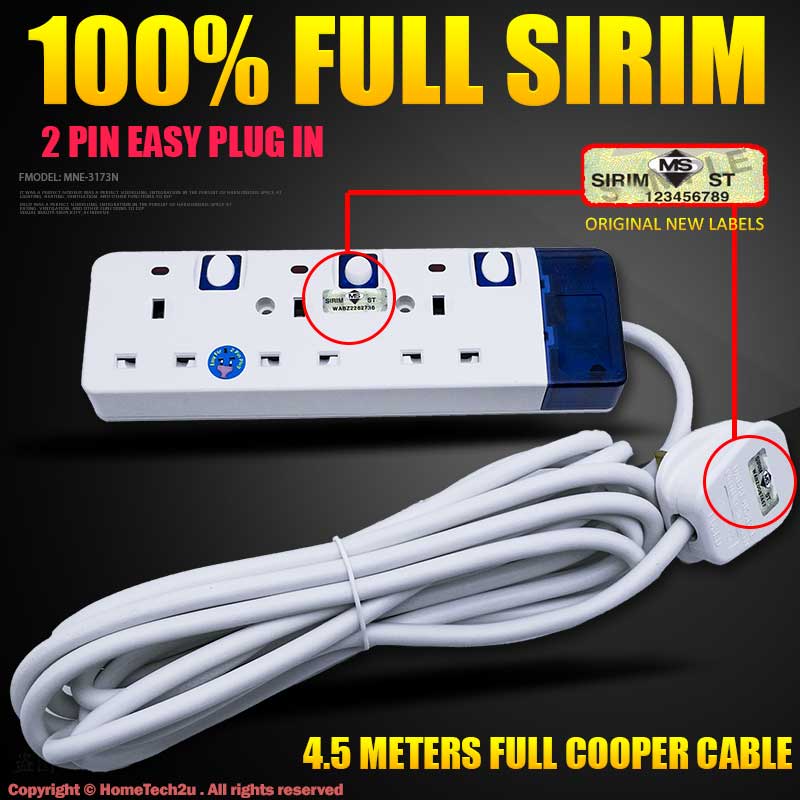 Buy Hometech2u MNE 3 Gangs 4 Gangs Extension Trailing Socket Outlets