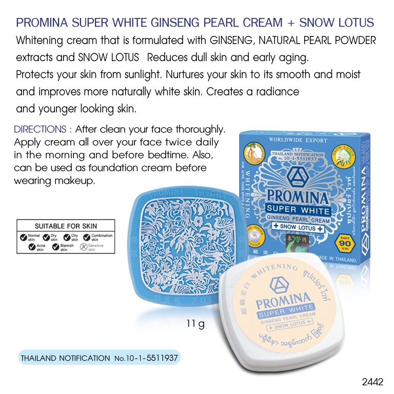 Buy Thaigo2u PROMINA SUPER WHITE CREAM GINSENG PEARL 11g online eRomman