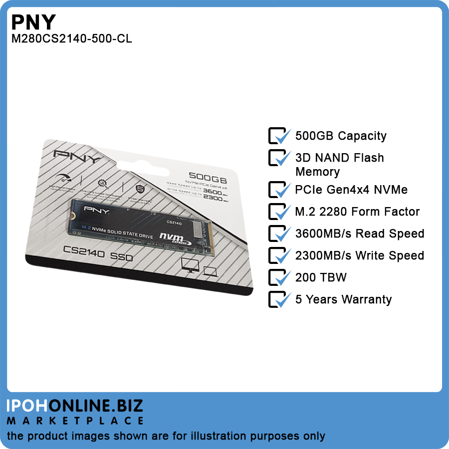 Buy Ipohonline PNY CS2140 500GB M.2 2280 NVMe PCIe GEN4 X4 SSD online