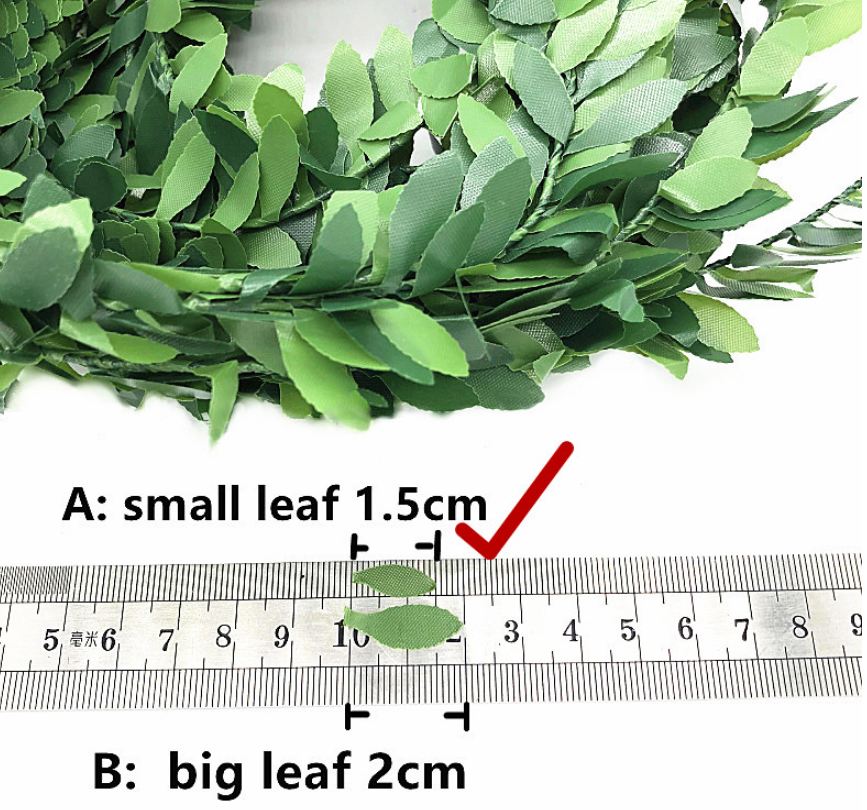 7.5M Garland Green Leaf Wire Vine Rattan Artificial Flower for DIY Wreath Gi FA 