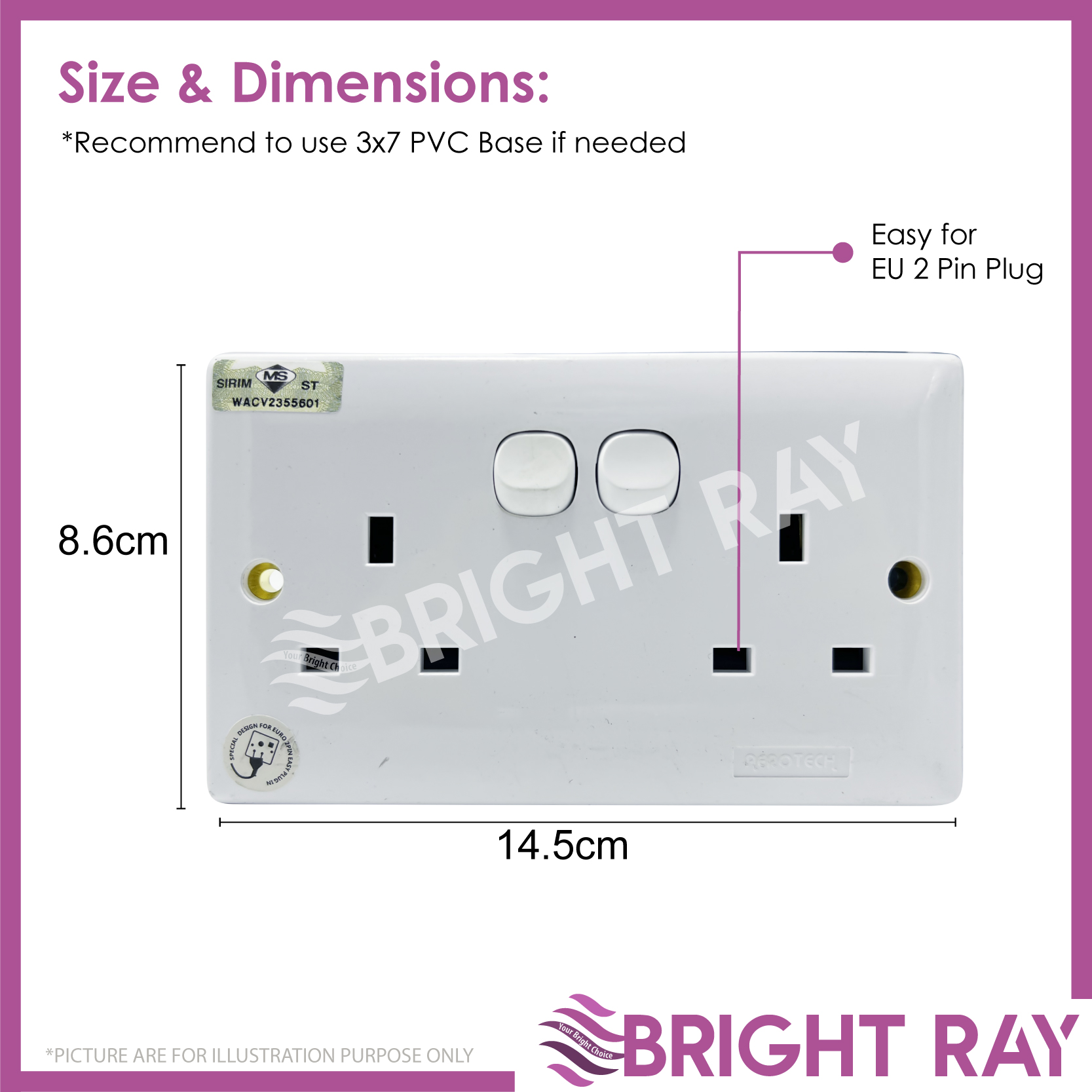 Buy Globalproofficial [SIRIM] 13A DOUBLE SWITCH SOCKET 2 Way Switch