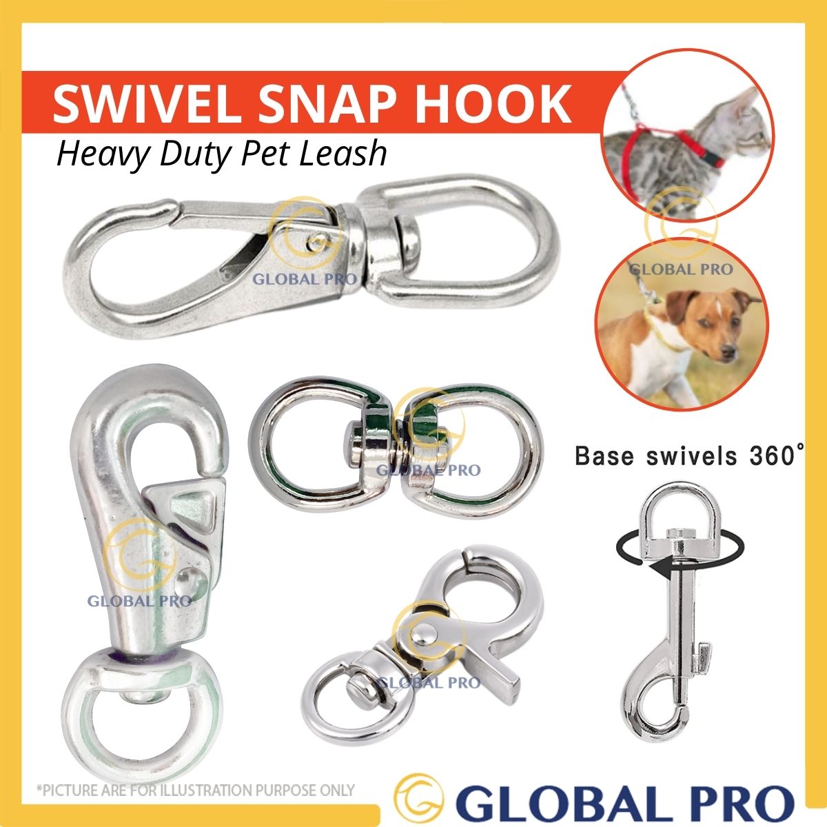 Buy Swivel Metal Snap Hooks Fit for Connecting to Dog Leash Outdoor Hook  Pet