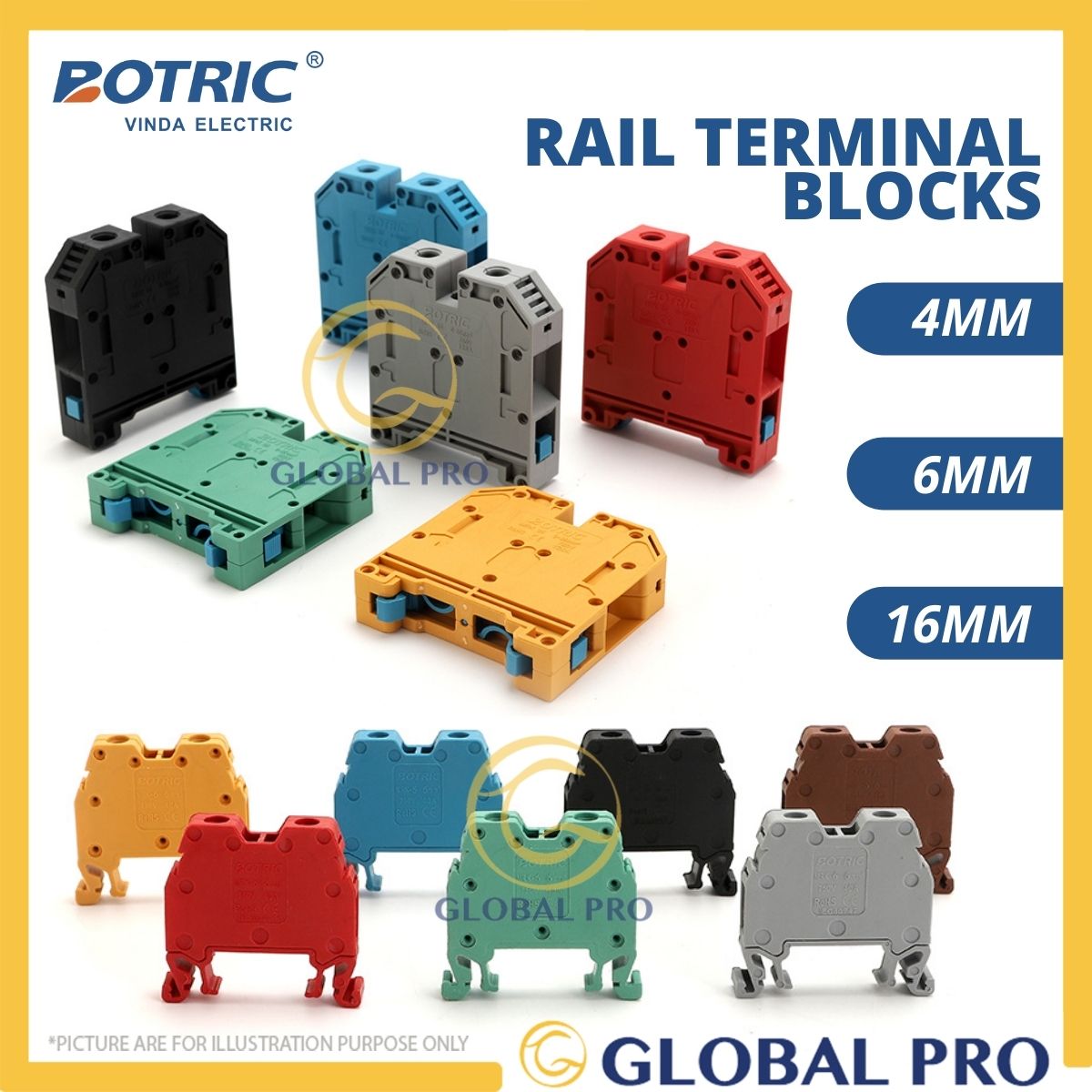 Buy Globalproofficial BOTRIC 4mm / 6mm / 16mm DIN Rail Terminal Block