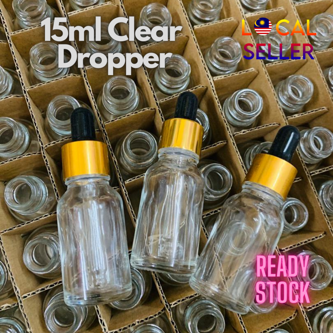 Buy Clear Glass Dropper Bottles 50 Pack / 15ML eRomman