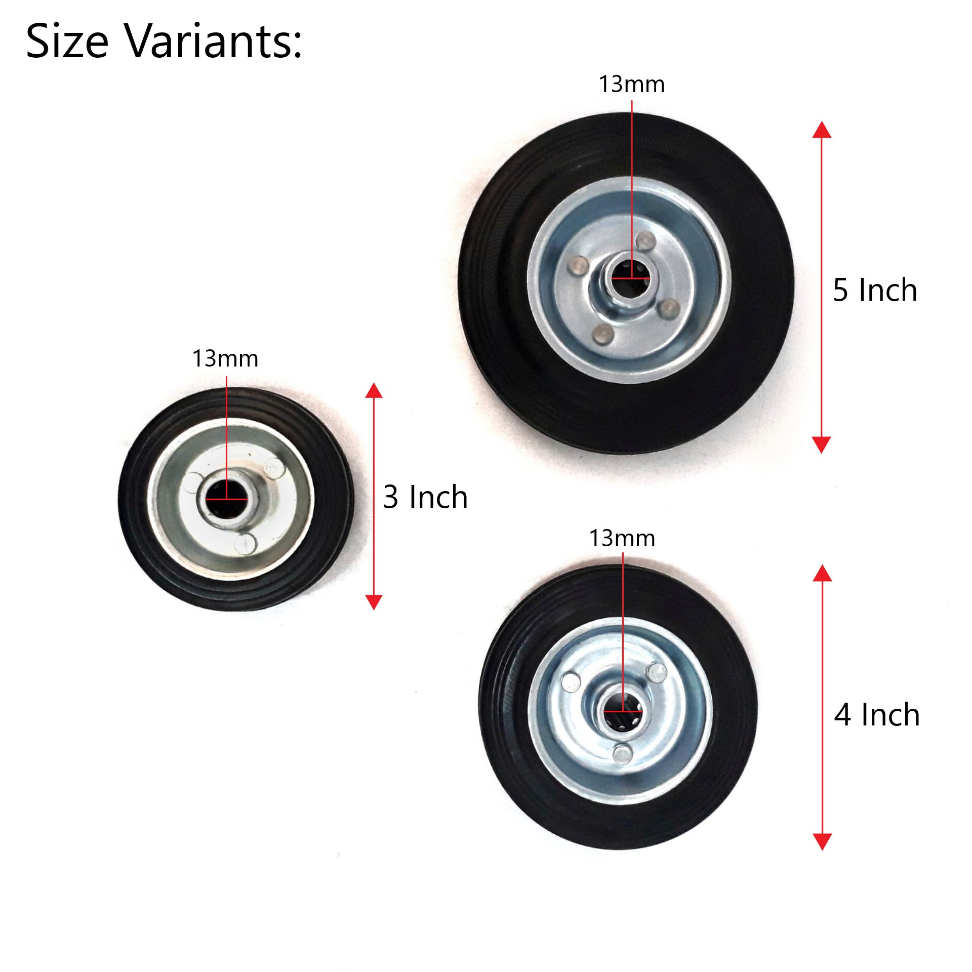 Buy Metrostarhardware 3INCH 4INCH 5INCH SWIVEL BLACK RUBBER WHEEL