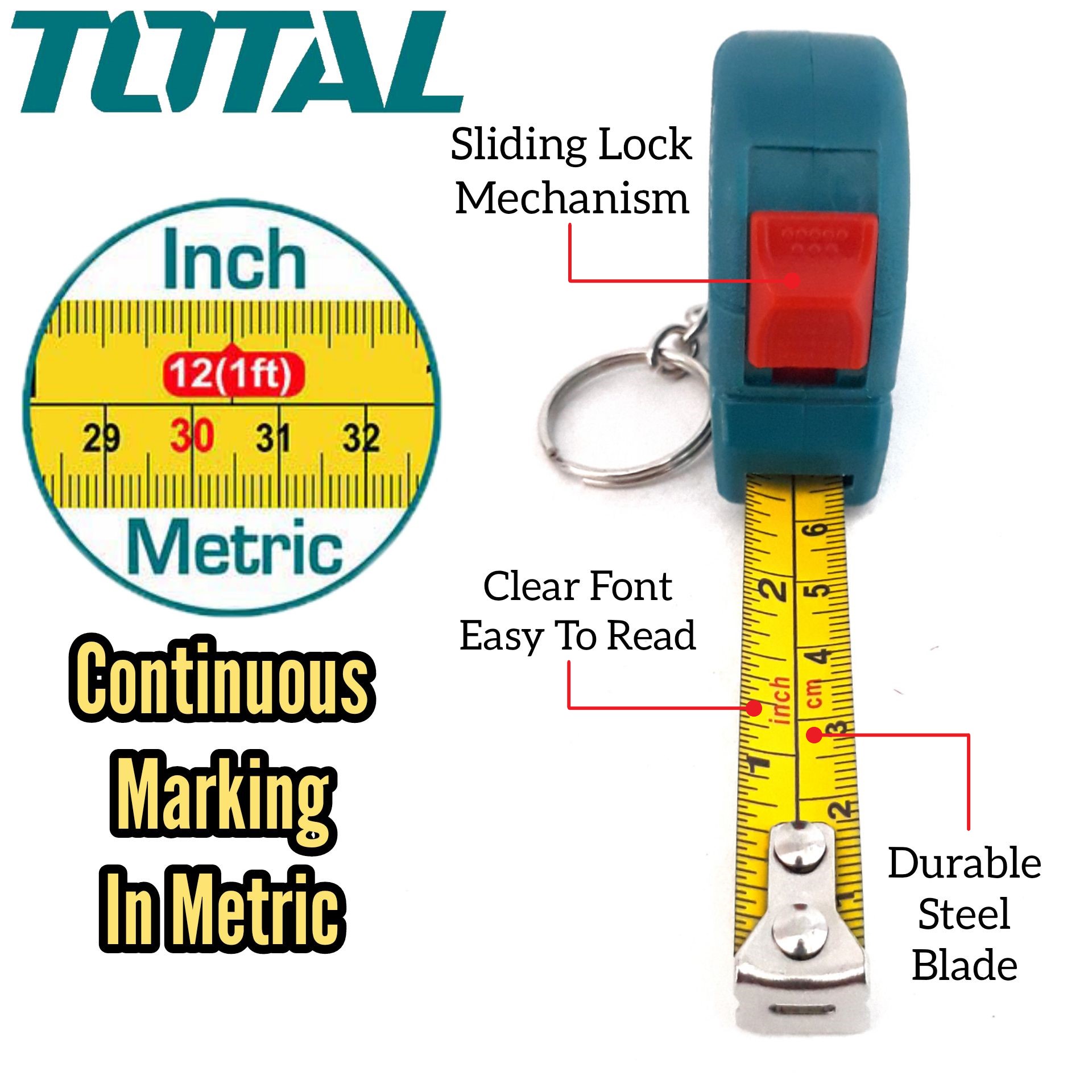 Buy Metrostarhardware TOTAL 2M X 13MM MINI SMALL STEEL MEASURING TAPE