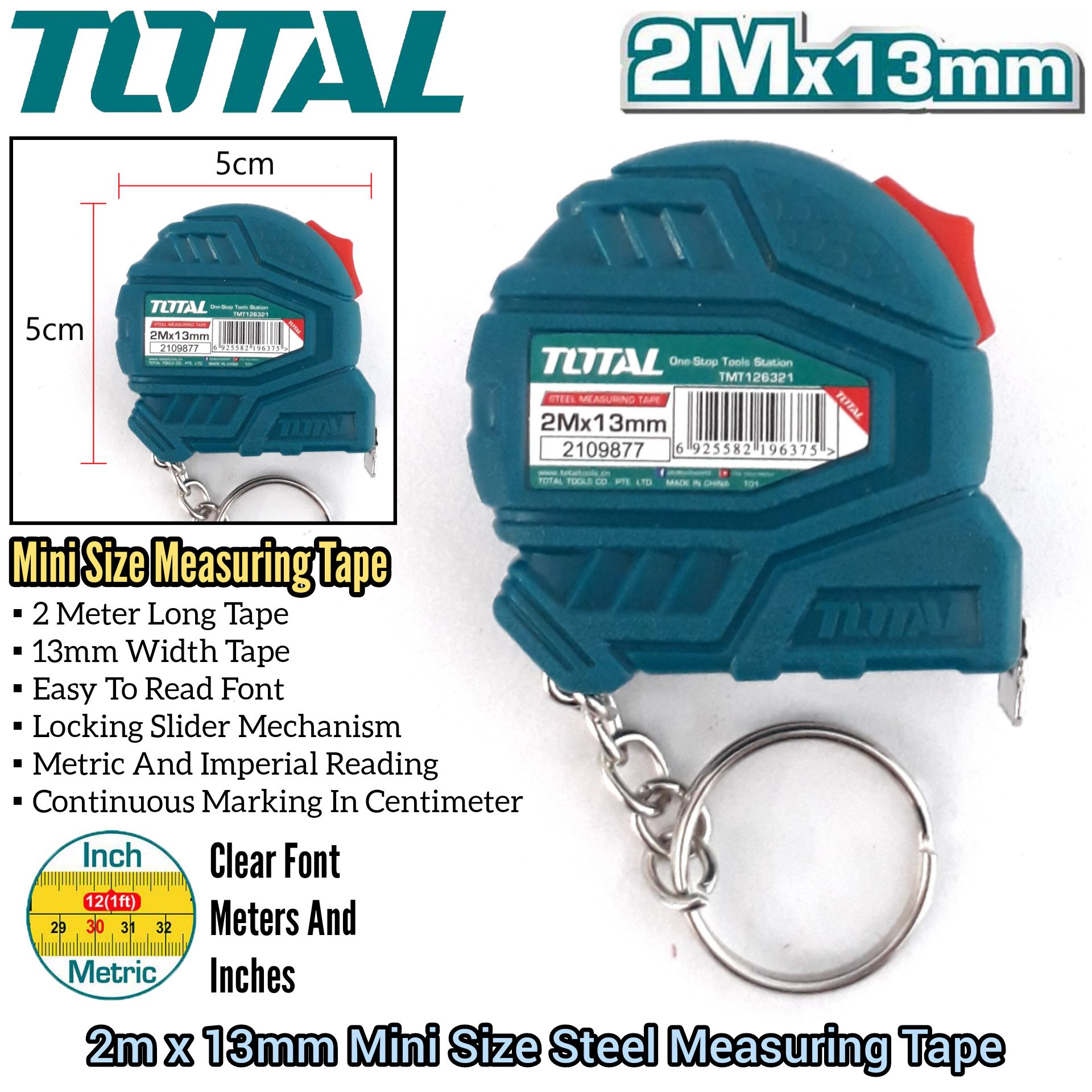 Buy Metrostarhardware TOTAL 2M X 13MM MINI SMALL STEEL MEASURING TAPE