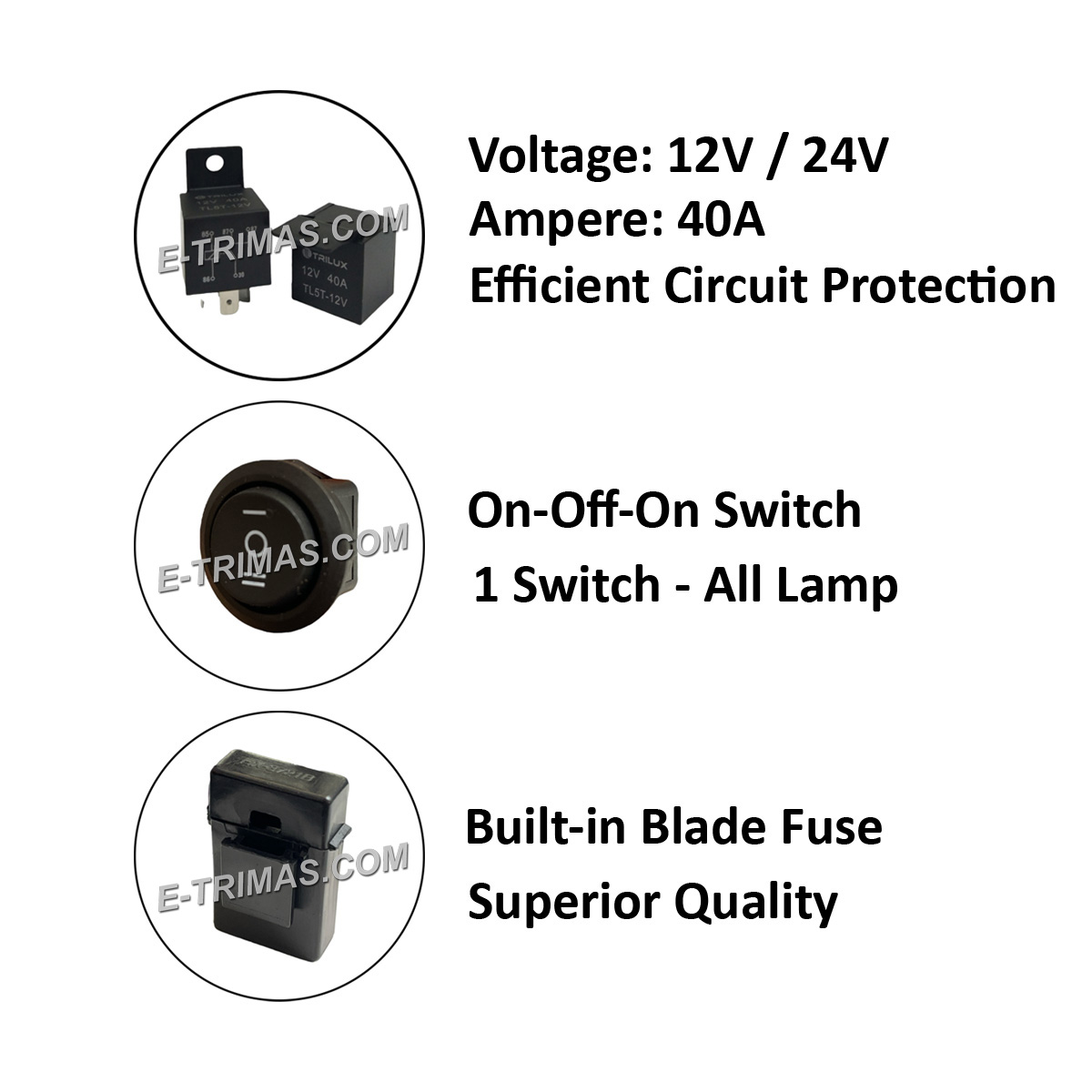 Buy Etrimas TRIMAS High Low Beam Spotlight Wiring Harness Plug and