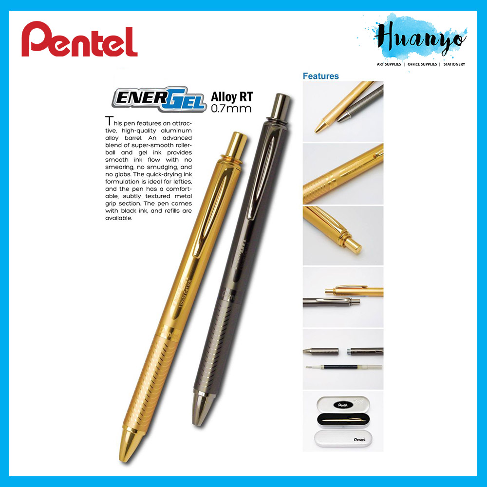 Penna Roller Pentel Energel Metal Slim - Punta 0.7 Mm, Inchiostro Nero, Con Ricarica Omaggio