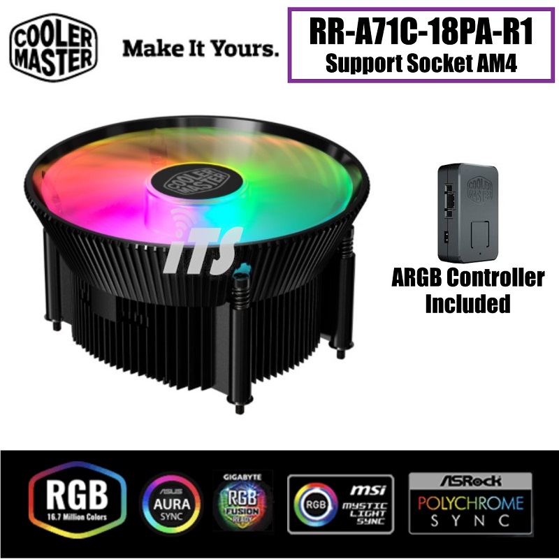 Cooler Master A71C ARGB CPU Cooler Fan Support AM4