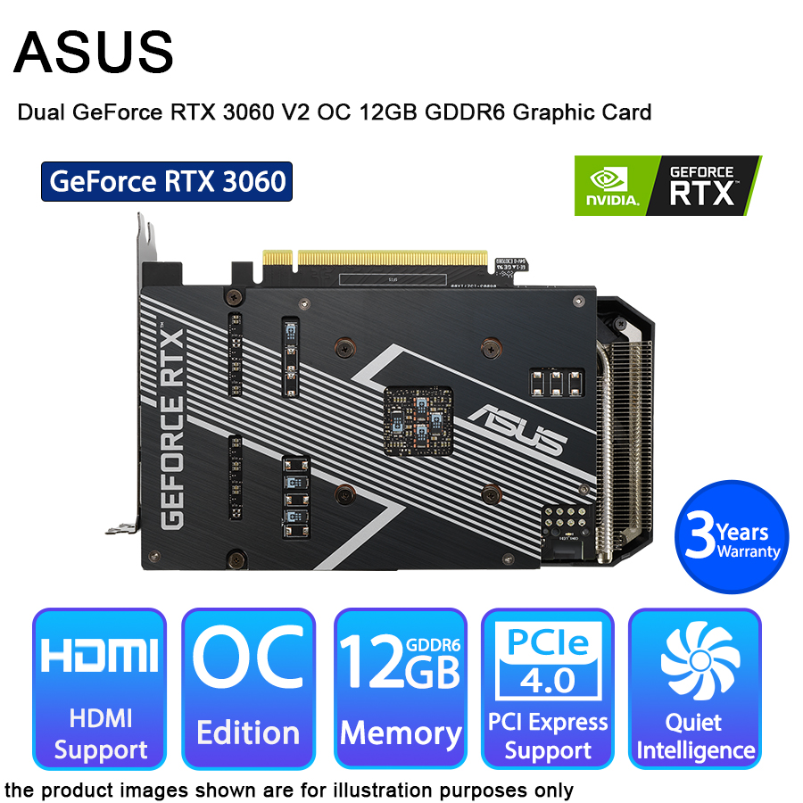 ASUS GeForce Dual RTX 3060 12GB V2 OC Edition Gaming