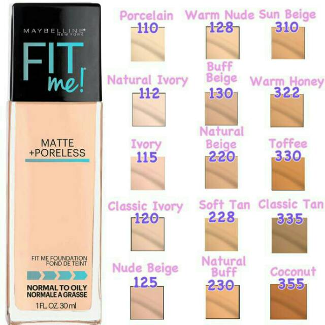 Maybelline Fit Me Foundation Chart