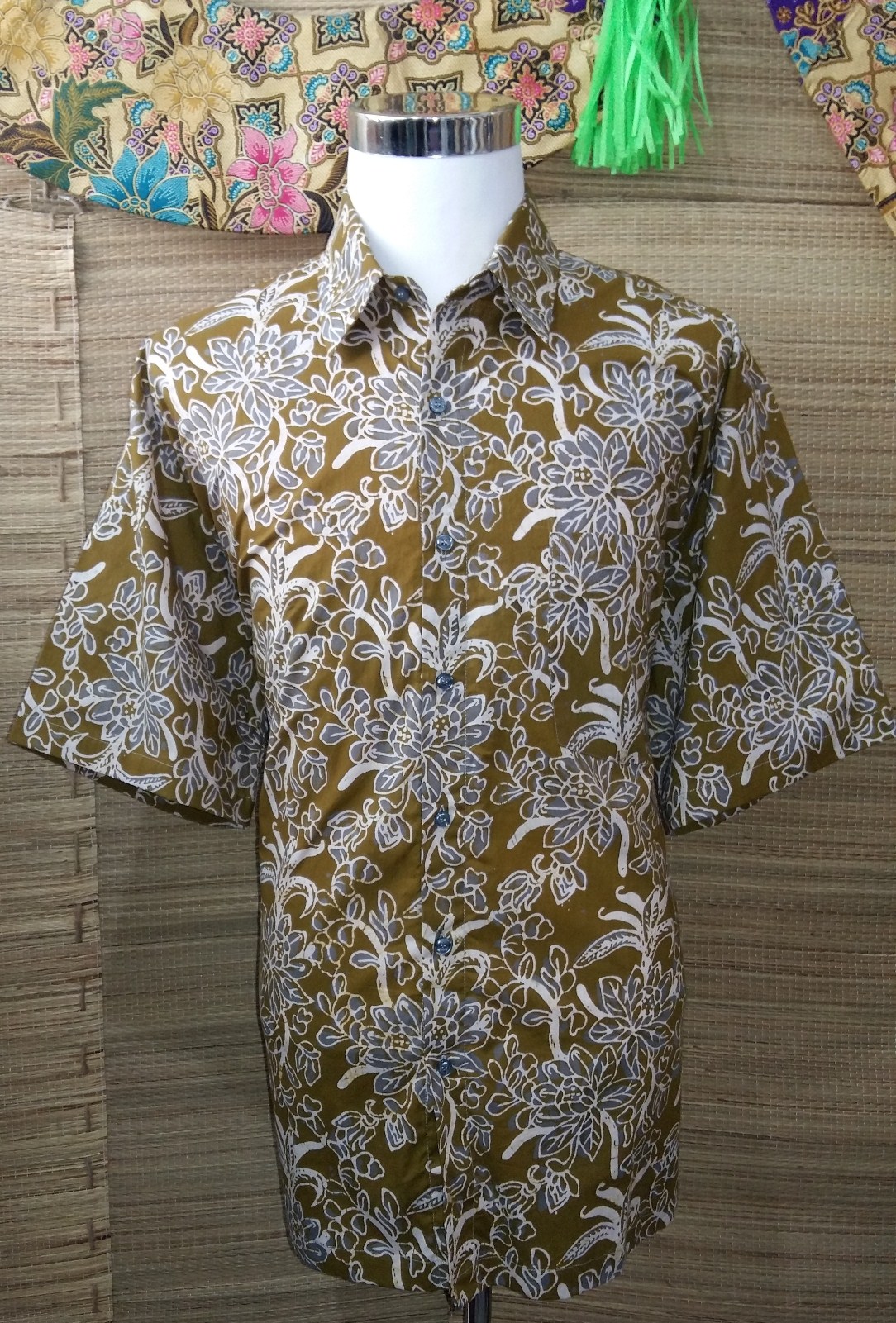 Buy Short Sleeve Batik Men Shirt - Block Printed - 100% Cotton-SIZE XXL ...