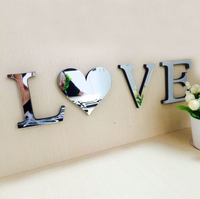 Home Decorative Lettering With Mirror, Acrylic Mirror Wall Letters