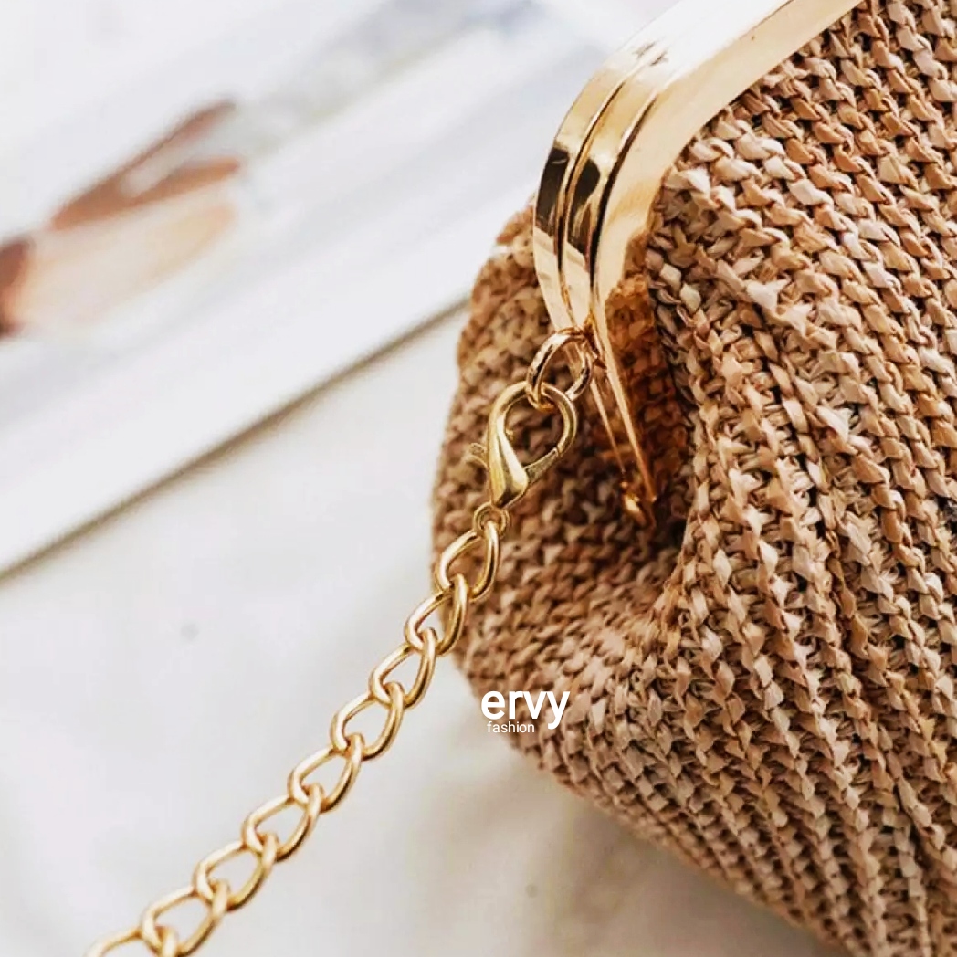 Buy Elegance Design Dinner Woven Straw bag Gold Chain Strap (3 Colors