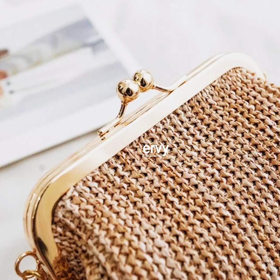 Buy Elegance Design Dinner Woven Straw bag Gold Chain Strap (3 Colors