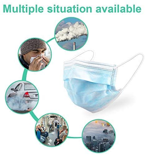 SD Disposable Blue Face Masks, 3-Ply, Ear Loop. Protective, Breathable, Dust-proof, 3 Layer Mask. (Blue) - Pack Of 1000 (20 Boxes X 50 Pcs = 1000 Pcs