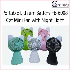 Jomz [IX] Portable Lithium Battery Cat Mini Handheld Fan with Night Light