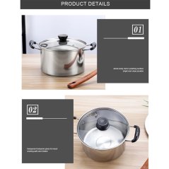 Gdeal Tempered Glass Lid Stainless Steel Soup Pot Cookware
