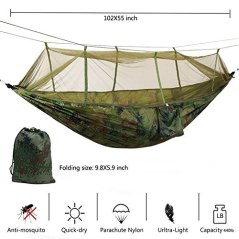 Gdeal Single-person Hammock Hanging Bed Portable High Strength Fabric Hammock With Mosquito Net For Outdoor Camping Travel