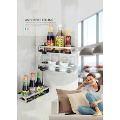 Stainless Steel Rotating Spice Rack Kitchen Bathroom 3 Layers