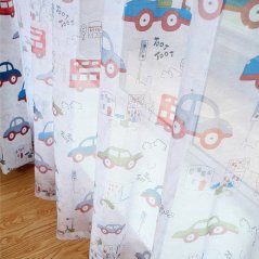 Gdeal GTE 1pcs Transparent Home Bedroom Punching Short Design Cartoon Car Voile Curtain Langsir (100cm x 130cm)