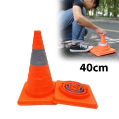 Gdeal Portable Telescopic Foldable Road Cone Traffic Warning Sign Traffic Cone Reflective Oxford Road Safety Facilities (40cm)