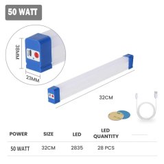 50W 80W LED Lithium Light Tube Rechargeable Tube Lamp Pasar Malam
