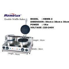 Homelux Commercial Waffle Maker Machine Double Burner HBWB-2