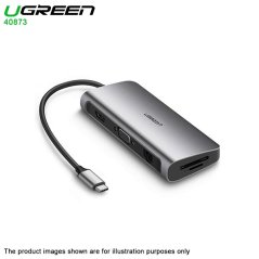 Ugreen 40873 100W 5 GBPS USB HUB USB-C TO HDMI/VGA Card Reader