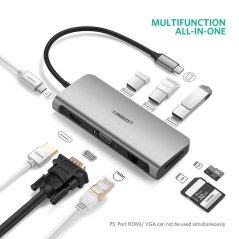 Ugreen 40873 100W 5 GBPS USB HUB USB-C TO HDMI/VGA Card Reader